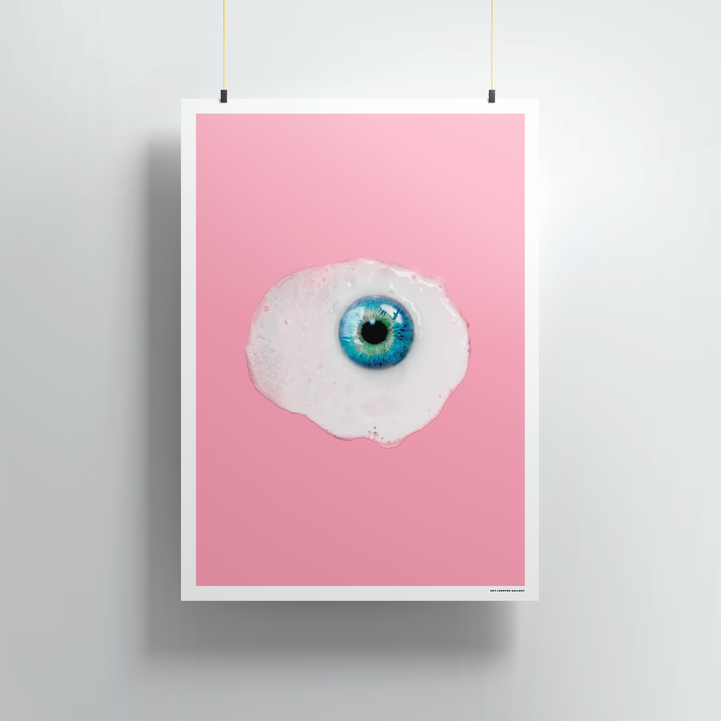 Bold Fried Egg Poster Design - Blue Eye in the Yolk, Playful and Contemporary Artwork for Creative Spaces