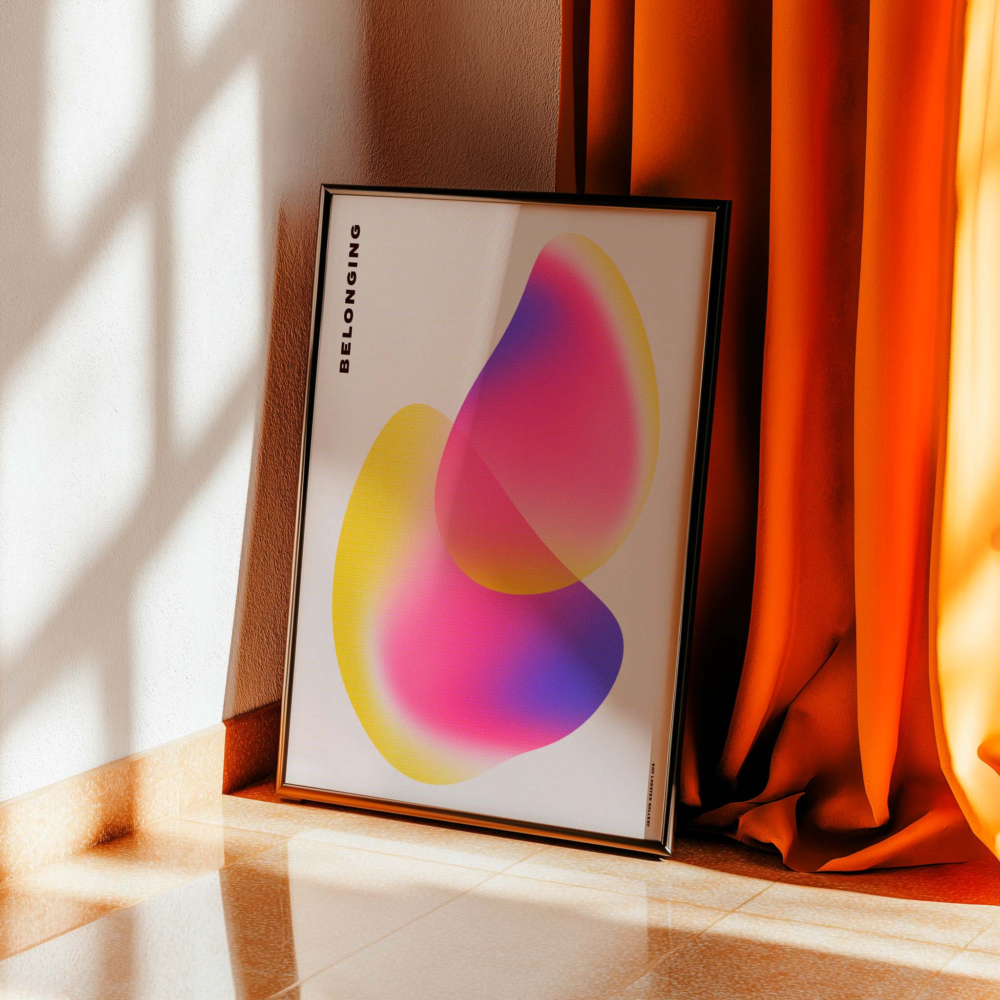 "Belonging" – Contemporary abstract print with two intersecting elements, representing the power of relationships, inclusivity, and feeling at home. Perfect for modern decor.