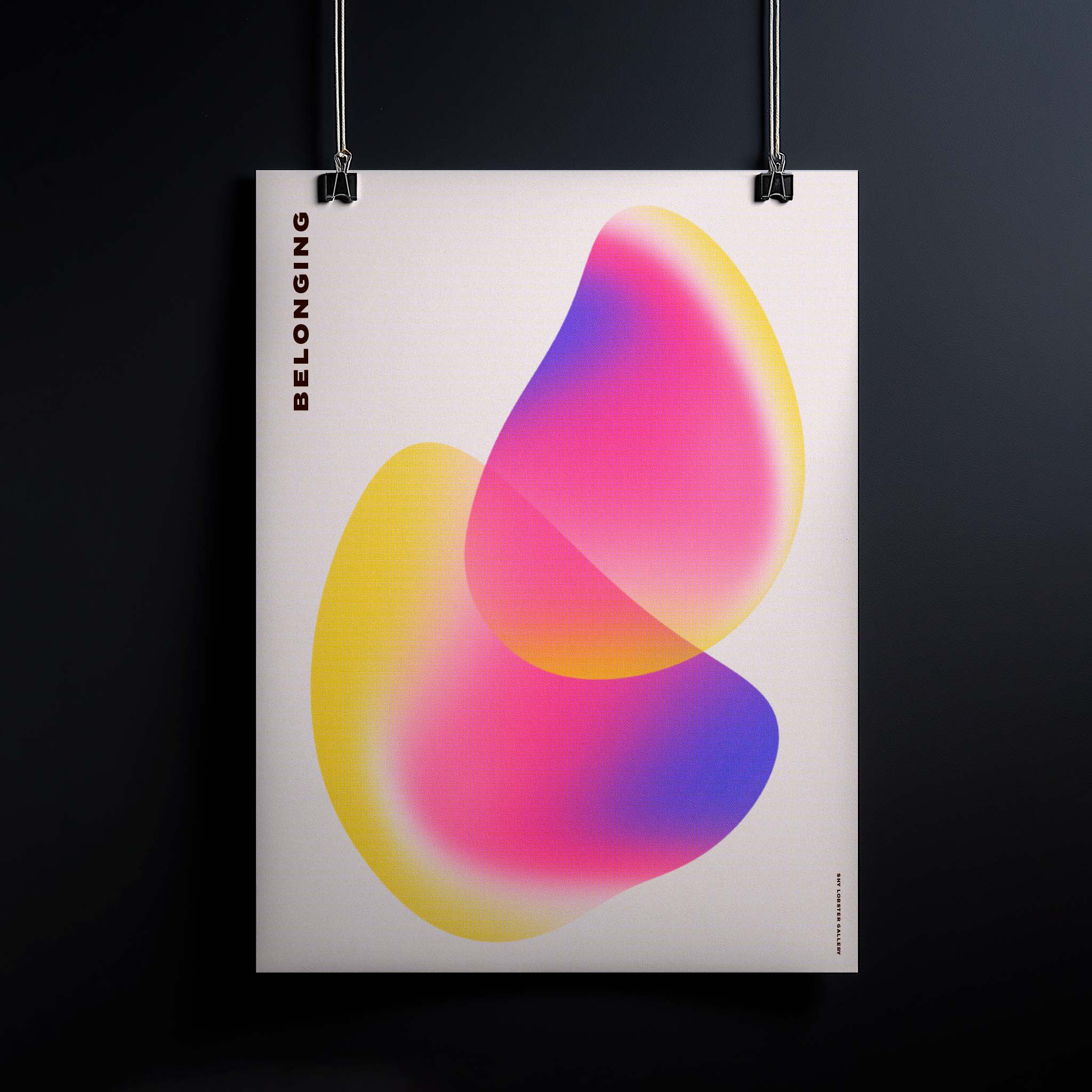 "Belonging" – Minimalist graphic poster featuring two overlapping shapes, symbolizing togetherness, unity, and connection. A modern and meaningful statement print.