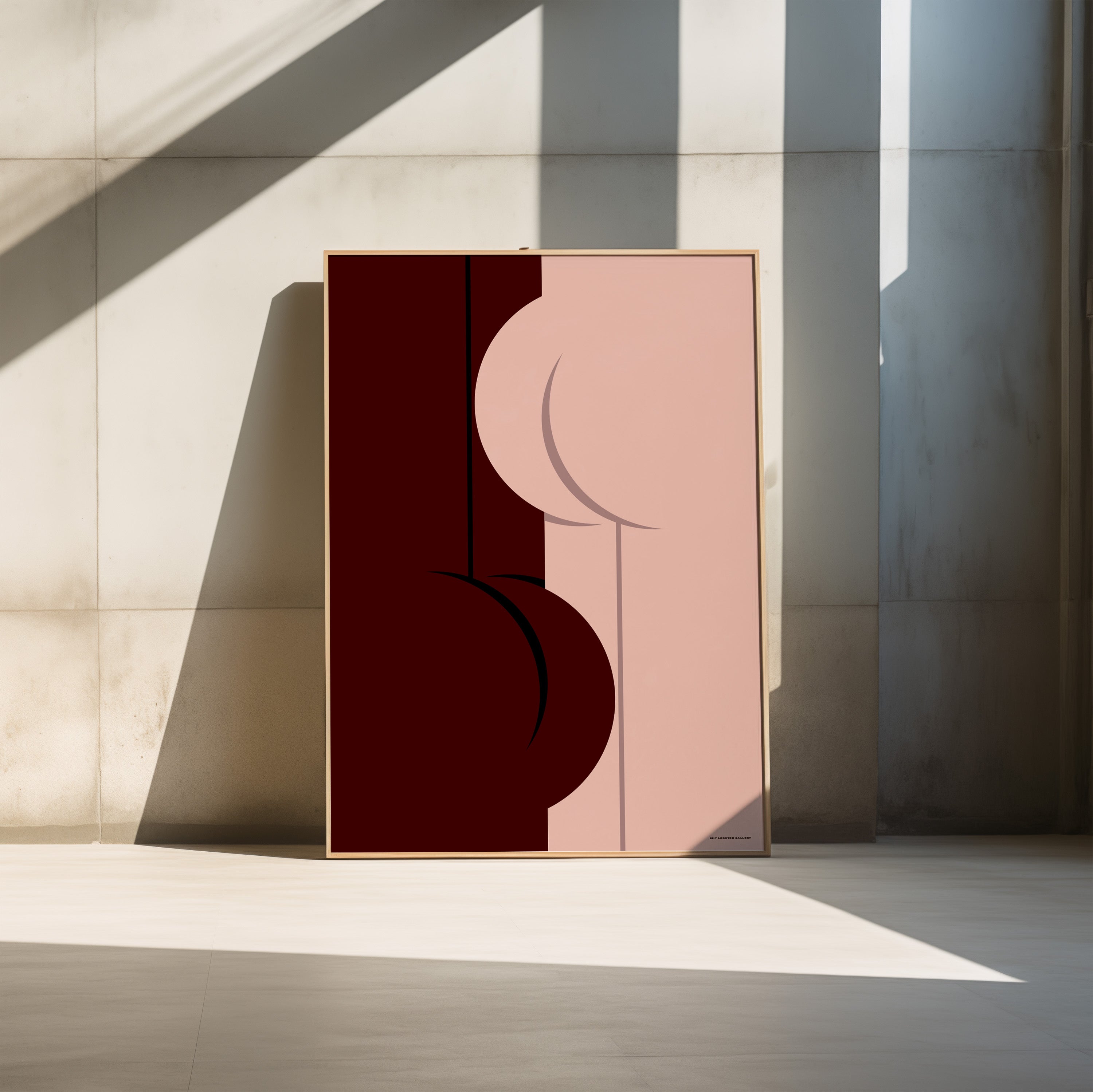 "Butts" – Graphic art print with two abstract butts in different colors, symbolizing diversity and embracing all body types. A trendy and humorous statement piece for any space.