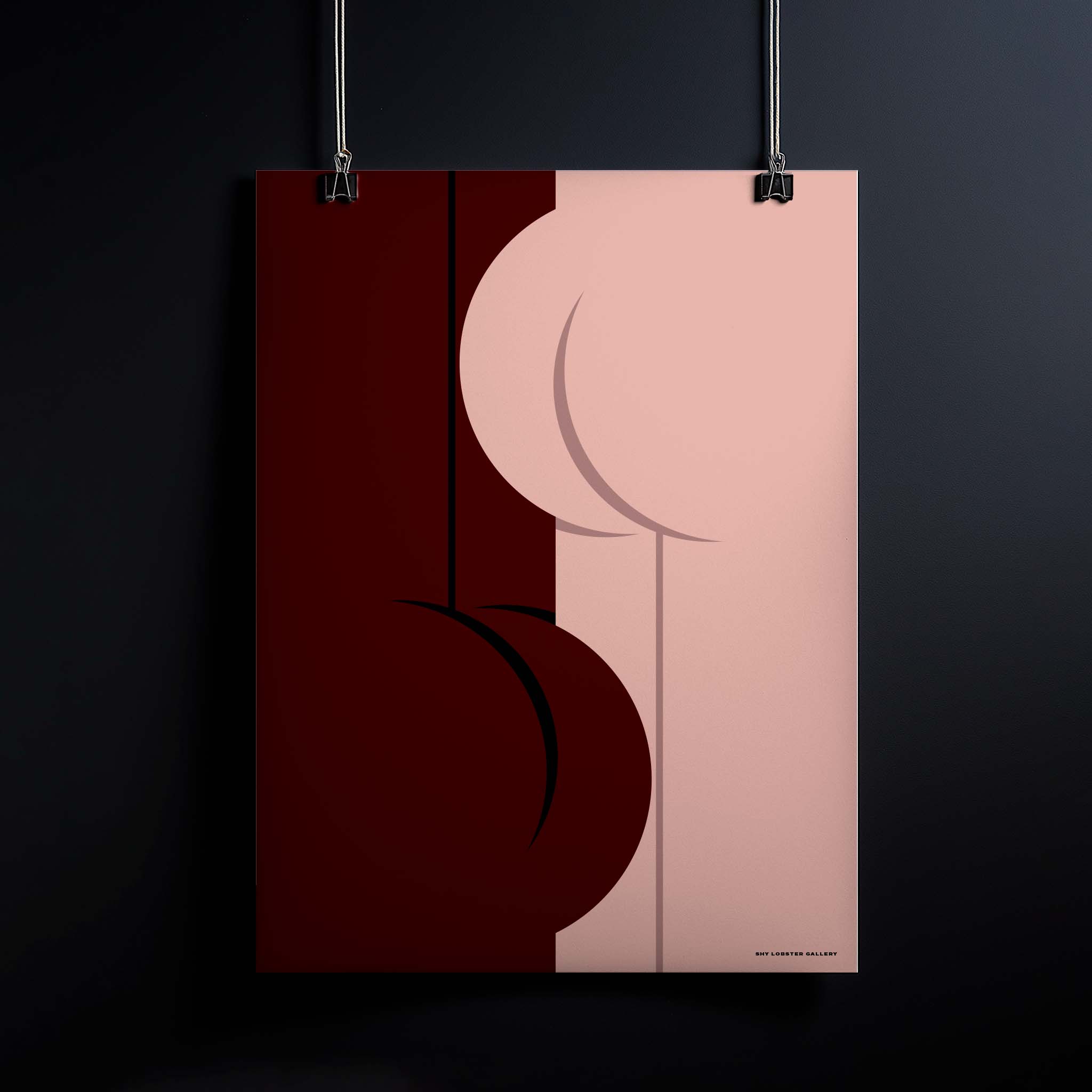 "Butts" – Modern graphic poster featuring two butts in different shades, celebrating diversity, body positivity, and self-love. A minimalist and playful art print perfect for contemporary decor.