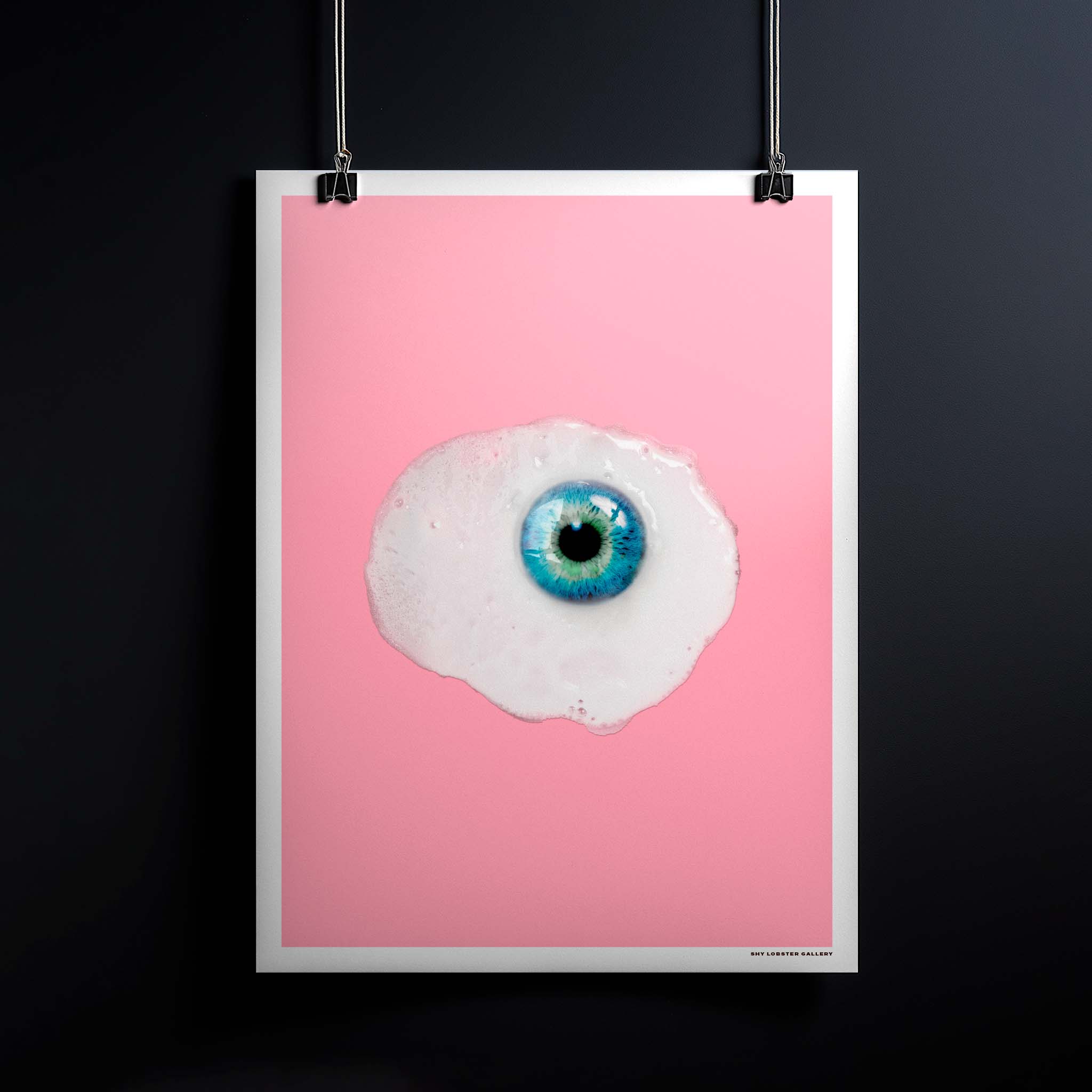 Fried Eyes Poster - Creative Design with a Blue Eye Yolk in a Fried Egg, Bold and Eye-Catching Art