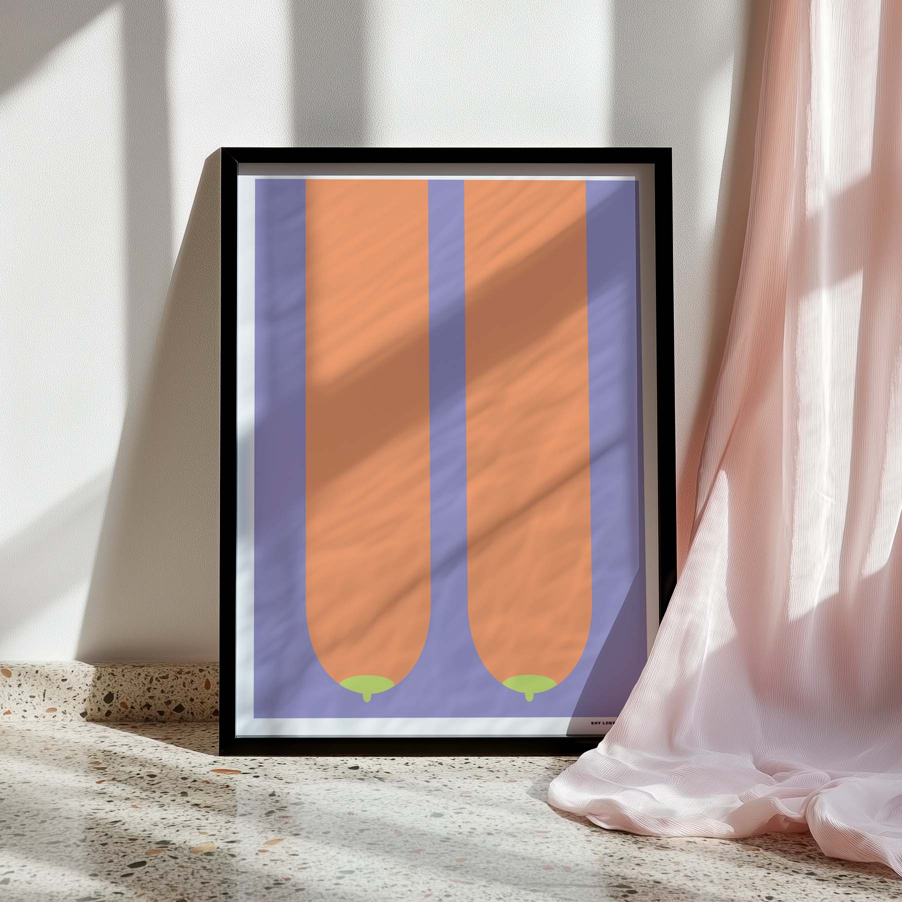 "Hey Mama" – Funny Graphic Print of Long Boobs, a Cheeky Nod to the Realities of Motherhood, Perfect for Modern Homes and Mother's Day Gifts