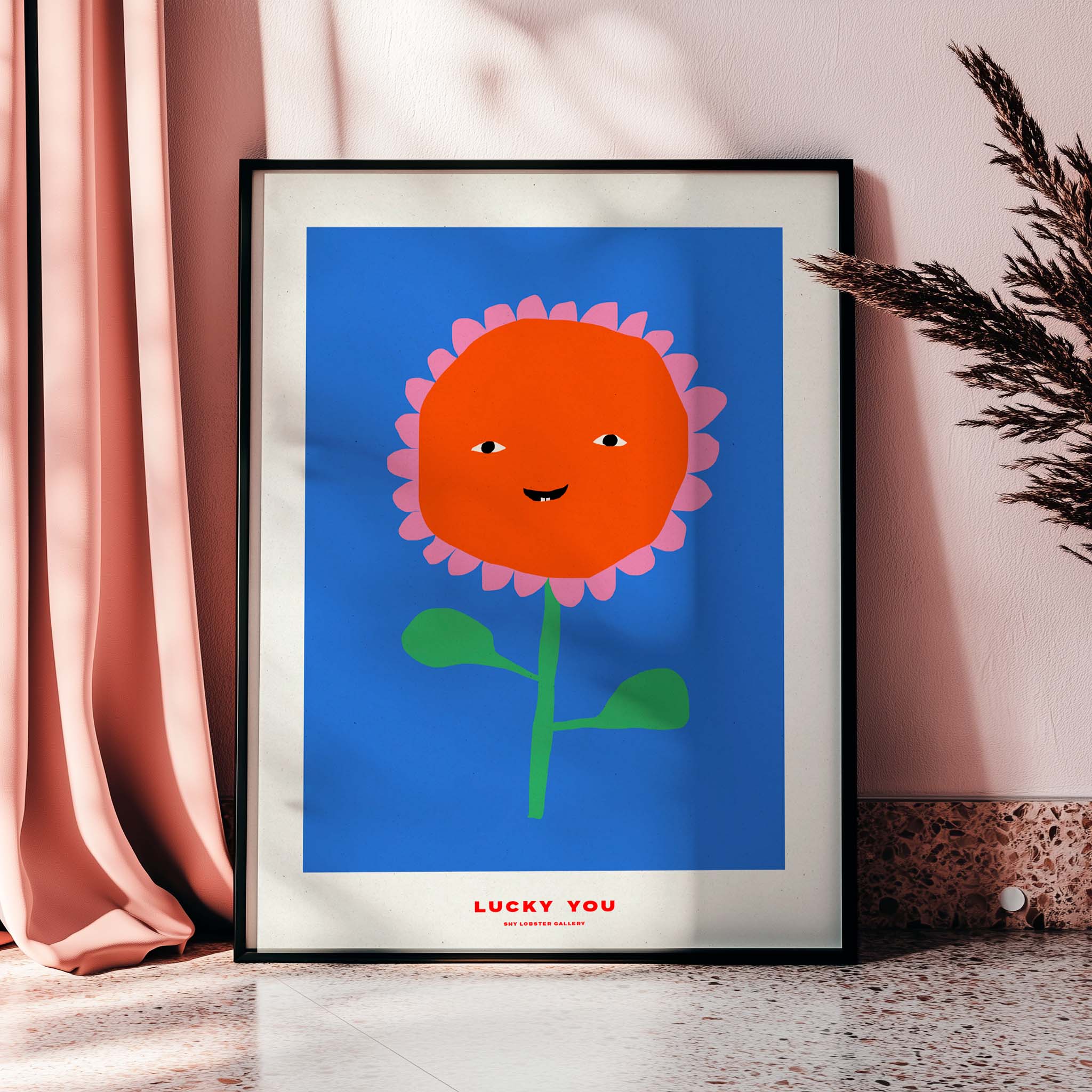 "Inspiring children's poster with a cute flower illustration and a smile, reminding kids to appreciate what they have and stay positive."